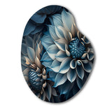 Dahlia Flowers Blue And White II - Asymmetric Metal Wall Art