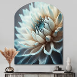 Dahlia Flowers Blue And White III - Asymmetric Metal Wall Art