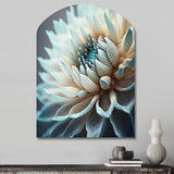 Dahlia Flowers Blue And White III - Asymmetric Metal Wall Art