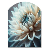 Dahlia Flowers Blue And White III - Asymmetric Metal Wall Art