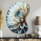 Dahlia Flowers Blue And White III - Asymmetric Metal Wall Art