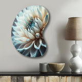 Dahlia Flowers Blue And White III - Asymmetric Metal Wall Art