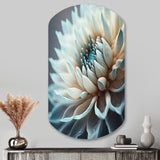 Dahlia Flowers Blue And White III - Asymmetric Metal Wall Art