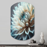 Dahlia Flowers Blue And White III - Asymmetric Metal Wall Art