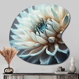 Dahlia Flowers Blue And White III - Asymmetric Metal Wall Art