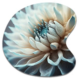 Dahlia Flowers Blue And White III - Asymmetric Metal Wall Art