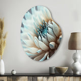 Dahlia Flowers Blue And White III - Asymmetric Metal Wall Art