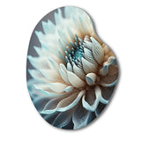 Dahlia Flowers Blue And White III - Asymmetric Metal Wall Art