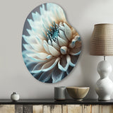 Dahlia Flowers Blue And White III - Asymmetric Metal Wall Art