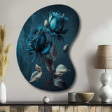 Rose Blue And White II - Asymmetric Metal Wall Art