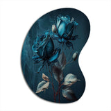 Rose Blue And White II - Asymmetric Metal Wall Art