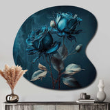 Rose Blue And White II - Asymmetric Metal Wall Art