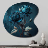 Rose Blue And White II - Asymmetric Metal Wall Art