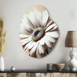 White Gerbera Flowers II - Asymmetric Metal Wall Art