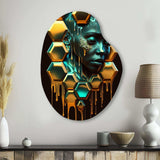 Hexagon Art With Woman Face I - Asymmetric Metal Wall Art