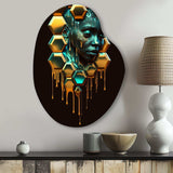 Hexagon Art With Woman Face I - Asymmetric Metal Wall Art