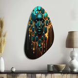 Hexagon Art With Woman Face II - Asymmetric Metal Wall Art