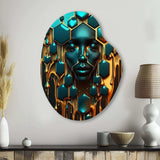 Hexagon Art With Woman Face II - Asymmetric Metal Wall Art