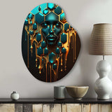 Hexagon Art With Woman Face II - Asymmetric Metal Wall Art