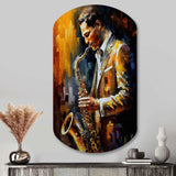 Saxophone Player On Stage I - Asymmetric Metal Wall Art