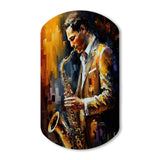 Saxophone Player On Stage I - Asymmetric Metal Wall Art