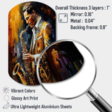 Saxophone Player On Stage I - Asymmetric Metal Wall Art