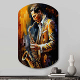 Saxophone Player On Stage I - Asymmetric Metal Wall Art