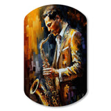 Saxophone Player On Stage I - Asymmetric Metal Wall Art