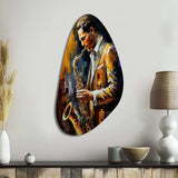 Saxophone Player On Stage I - Asymmetric Metal Wall Art