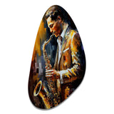 Saxophone Player On Stage I - Asymmetric Metal Wall Art