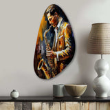 Saxophone Player On Stage I - Asymmetric Metal Wall Art