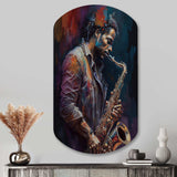 Saxophone Player On Stage III - Asymmetric Metal Wall Art