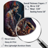 Saxophone Player On Stage III - Asymmetric Metal Wall Art