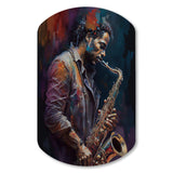 Saxophone Player On Stage III - Asymmetric Metal Wall Art