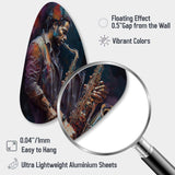 Saxophone Player On Stage III - Asymmetric Metal Wall Art