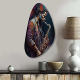 Saxophone Player On Stage III - Asymmetric Metal Wall Art