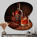 Whiskey With Cigars I - Asymmetric Metal Wall Art