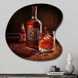 Whiskey With Cigars I - Asymmetric Metal Wall Art