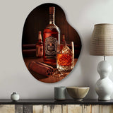 Whiskey With Cigars I - Asymmetric Metal Wall Art