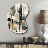 Blue Cream Minimalism Quiet Depths - Asymmetric Metal Wall Art