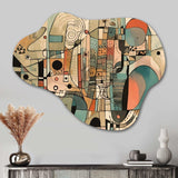 Golden Mid Century Boho Drawing - Asymmetric Metal Wall Art