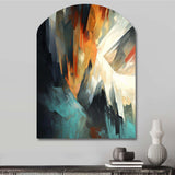 Orange And Blue Abstract Mixed Colors I - Asymmetric Metal Wall Art