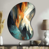 Orange And Blue Abstract Mixed Colors I - Asymmetric Metal Wall Art