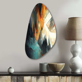 Orange And Blue Abstract Mixed Colors I - Asymmetric Metal Wall Art