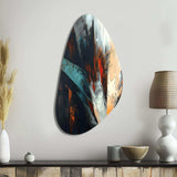 Orange And Blue Abstract Mixed Colors II - Asymmetric Metal Wall Art