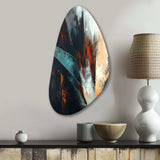 Orange And Blue Abstract Mixed Colors II - Asymmetric Metal Wall Art