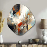 Orange And Blue Abstract Mixed Colors IV - Asymmetric Metal Wall Art