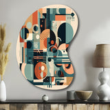 Blue And Orange Minimalistic Artwork II - Asymmetric Metal Wall Art