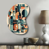 Blue And Orange Minimalistic Artwork II - Asymmetric Metal Wall Art