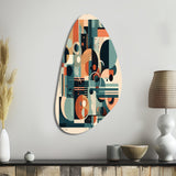 Blue And Orange Minimalistic Artwork II - Asymmetric Metal Wall Art